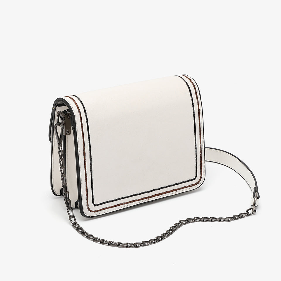 Contrast whipstitch PU leather crossbody bag in pink